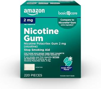 Amazon Basic Care Uncoated Nicotine Polacrilex Gum 2 mg (nicotine), Mint Flavored, Stop Smoking Aid, 220 Count (Packaging may vary)