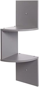 Greenco Zigzag 2 Tier Corner Floating Shelves, Gray Finish.
