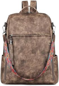 FADEON Womens Backpack Purse Large Designer PU Leather Laptop Backpacks, Ladies Computer Shoulder Bags, Coffee Brown, Large (15.5-in Height), Travel Backpacks