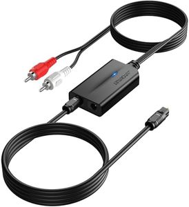 AUTOUTLET 192KHz SPDIF to RCA Converter, 6FT/1.8M Digital to Analog Audio Converter, Built-in Amplifier, 0.7m Cable, Plug and Play, Optical/Toslink to RCA Cable for HDTV, DVD and Game Console