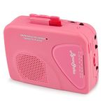 Byron Statics Walkman Cassette Player Portable Cassette Players Recorders Am FM Radio Lightweight Built-in Speaker USB Power Supply or 2 AA Batteries Automatic Stop System Protect Cassette Tape, Pink