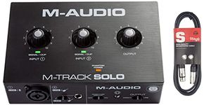 M-Audio M-Track Solo – USB Audio Interface for Recording, Streaming and Podcasting with XLR, Line and DI Inputs, Plus a Software Suite Included & Stagg SMC3 3m XLR to XLR Plug Microphone Cable, Black