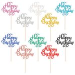 SUSSURRO 50 Pcs Happy Birthday Cake Toppers Letters"Happy Birthday" Cupcake Topper Picks Sets Birthday Party Decoration Supplies for Children Adults