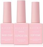 Makartt Gel Top Coat and Base Coat with Cuticle Oil Set: No Wipe Shine Finish Soak Off Gel Base Top Coat Long Lasting Nail Lamp Gel for Gel Nail Polish Cuticle Oil for Nail Care Nail Manicure 3pcs