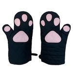 Oven Mitts Cat Paw Design Heat Resistant Oven Gloves Cotton Mittens for Kitchen Baking Cooking BBQ, 1 Pair Funny Oven Mitt (Black)