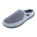 isotoner Men's Microterry and Waffle Travis Hoodback with Memory Foam Slipper, Grey/Black (Ash), 10/11 UK