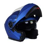 Milwaukee Helmets MPH9818DOT 'Breeze' Blue Advanced Motorcycle Modular Helmet for Men and Women Biker w/Drop Down Visor - Medium