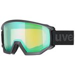 uvex Athletic FM - Ski Goggle for Men and Women - Extended Field of Vision & Anti-Fog Coating - Optimal Frame Ventilation - Black Matt/Green-LGL - One Size