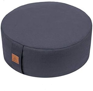 FelizMax Zafu Buckwheat Meditation Cushion, Round zabuton Meditation Pillow, Yoga Bolster, Floor Pouf, Zippered Organic Cotton Cover, Kneeling Pillow - 6 Colors and Large Small Sizes, Dark Grey, 13"x13"x5"