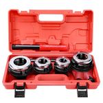 NPT Pipe Thread Kit, Manual plumber pipe threader set,Ratcheting Pipe Threading Tool Set with Storage Case (4 Dies-1/2" 3/4" 1" 1-1/4")