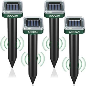 Mole Repellent Solar Powered 4Pack, Waterproof Vole Chipmunk Repellent Outdoor,Ultrasonic Gopher Mole Repellent for Lawn Garden, Mole Deterrent,Groundhog Repeller, Snake