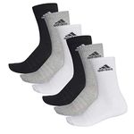 Adidas Cushion Crew Socks, 6 Pairs, 032 Grey Melange, 43-45