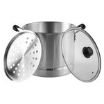 Imusa MEXICANA-416 Aluminum Steamer with Glass Lid Size 16-Quart, Silver