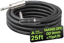 AA AUDIO ACCESSORY 14 AWG 1/4 Speaker Cable 25ft, Unshielded 2-Conductor