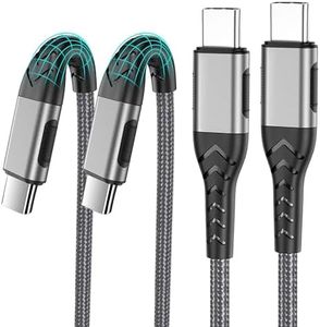 Durcord USB C to USB C Cable, 2Pack 100W 10ft USB C Charger Cable Fast Charging for Android/Phone/Pad, Type C to Type C Charger Braided USB Cable Compatible with iPhone 16/15 Pro Plus Max Silver
