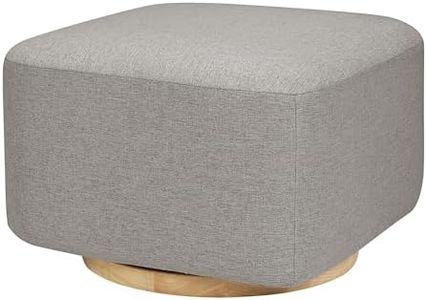 Babyletto Kiwi Gliding Ottoman in Performance Grey Eco-Weave with Light Wood Base, Water Repellent & Stain Resistant, Greenguard Gold and CertiPUR-US Certified