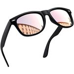 Joopin Trendy Mirrored Sunglasses for Women Men, UV Protection Driving Sun Glasses Square Frame Polarized Womens Sunglasses (Pink)