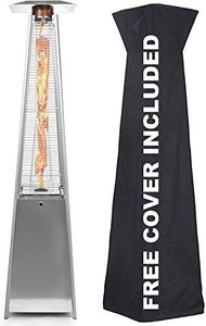 Outdoor Patio Propane Space Heater - 48,000 Btu Pyramid Propane Heater, Outdoor Heater, Portable Heater, Patio Heater Propane, W/ Wheels, Protective Cover | Avenlur (Stainless Steel)