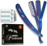 Equinox Professional Straight Edge Razor Kit - Includes 100 Single Derby Blades - Stainless Steel Barber Razor - Disposable Blades