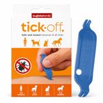 tick-off® Patented Tick Tweezers Human Tick Remover with 2 Sizes Tick Hook & Ergonomic Handle Double-Sided for Dogs Cats Horses Clinically Tested