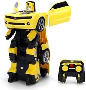 Jada TRANSFORMERS RC CONVERTING BUMBLEBEE Remote Control Car - 30cm long in vehicle mode, standing 35cm Tall autobot form with lights sounds and voice
