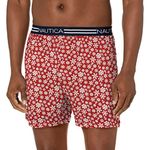 Nautica Men's Classic Cotton Loose Knit Boxer, Snowflakes/Nautica Red, X-Large
