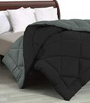 Cloth Fusion Reversible Ac Comforter Single Bed Quilt Blanket For Winter (200 Gsm, Black & Grey, Microfiber),200 TC