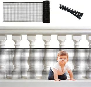 PotatoLife Plastic Wire Mesh Fence, Balcony Fence for Baby and Pets, Safety Fence, Stair Protector, Poultry, Garden, Tree Support, Durable Material, Free Zip Ties (Black, 15.7'' x 20')