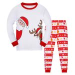 Codkkre Christmas Pyjamas Kids Toddler Boys Girls Xmas Pjs Santa Claus Unisex Sleepwear Long Sleeve Cotton Nightwear Outfit 2-13 Years, Style 2, 8-9 Years