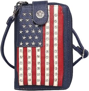 Montana West Women's Patriotic Studded Tote Satchel Handbags Concealed Carry Purse Crossbody Bags, Phone Wallet Navy, Small