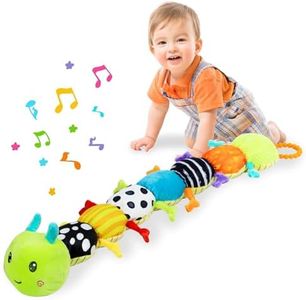 YOLOMOON Baby Toys 0-6 Months, Musical Caterpillar Tummy Time Toy, Sensory Toys 6-12 Months, Infant Soft Stuffed Plush Animal Toy with Rattle Crinkle for Boys Girls Newborn Birthday Gifts 3 6 9 Months