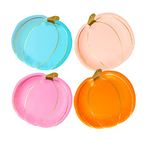 Talking Tables Pack of 8 Halloween Plates | Pumpkin Shaped Orange, Blue and Pink Disposable Tableware for Party, Autumn, Thanksgiving, HALLOWPLATE