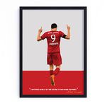 QUOTE - UNQUOTE ART Robert Lewandowski Framed Illustration - Bayern Munich F.C Original Football Poster - Minimalist Modern Art - 11x14 inches - Black Frame