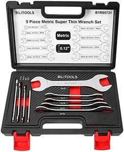 BILITOOLS Super Thin Open End Wrench Set, 9 Piece Metric 5.5 to 27 MM, CR-V Steel, HRC 40-45