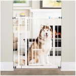 Carlson Extra Tall Walk Through Pet Gate with Small Pet Door, Includes 4-Inch Extension Kit, 4 Pack Pressure Mount Kit and 4 Pack Wall Mount Kit, 36 x 36.5, White