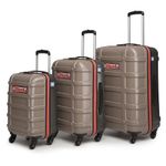 uppercase Cargo Trolley Bag Set of 3 (S+M+L) Cabin & Check-in Hardsided LuggageSecure Combination Lock Scratch-Proof Surface Mesh ConviPack Suitcase for Men & Women 2000 Days Warranty(Taupe)