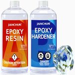 JANCHUN 32oz Premium Clear Epoxy Resin Kit Casting and Coating for River Table Tops, Art Casting, Jewelry Projects, DIY, Tumbler Crafts, Molds, Art Painting, Easy Mix 1:1 Ratio