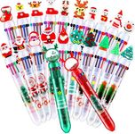 Yexiya 22 Pieces Christmas Ballpoint Pen 10 in 1 Multicolor Retractable Ballpoint Pens Xmas Tree Snowman Reindeer Santa Claus 10 Color Pen for Office Gift Supplies Xmas Party Favors