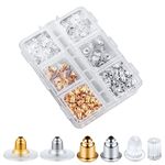 500pcs Earring Backs for Studs, 6 Styles Clear Silicone & Metal Earrings Backs Safety Back Soft Earring Stopper Backs for Droopy Ears Heavy Earring Hook Earrings DIY Jewelry