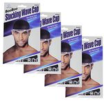 Dream World Booboo Stocking Wave Cap (4 Packs)-Wire Elastic Band (Black), Multi-color