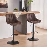 YOUNIKE Bar Stools Set of 2, Swivel Tall Bar Stool for Kitchen Island, Faux Leather Upholstered Barstools with Back, Modern Counter Height Bar Chairs, Espresso Brown