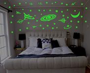 DreamKraft Glow in The Dark Stars with Moon Radium Wall Stickers(Green) Self-Adhesive