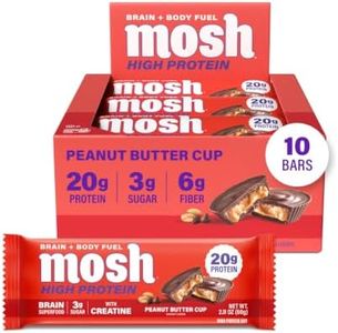 MOSH Peanut Butter Cup High Protein Bars, 20g Protein + Creatine, 12 Ct