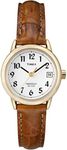 Timex Women's Easy Reader Watch, Brown/Gold-Tone/White/C/25mm, 25mm, Minimalist