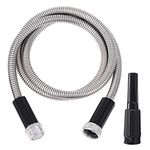 FOXEASE Metal Water Hose 5 ft - Stainless Steel Water Hose with Adjustable Nozzle, Lightweight, Tangle Free & Kink Free, Heavy Duty, High Pressure, Flexible, Dog Proof