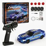 Hylukon 1:43 Scale Mini RC Drift Car, 2.4GHz 4WD Desktop RC Drift Car, 15KM/h Handheld Racing Mini Vehicle with LED Lights, Speed Switching Racing Sport Toy for Adults Teens (Blue)