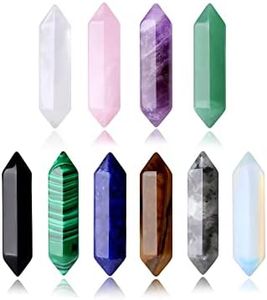 10PCS Healing Crystals Stones Wands Sets Natural Amethyst Rose Quartz Clear Quartz Tiger Eye Reiki Gemstones Bulk Hexagonal Points Energy Balancing Chakra Witchcraft Meditation Therapy Decor Desk Gift