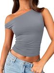 Trendy Queen Womens Off The Shoulder Tops Summer Shirts Going Out Crop Tank Top Y2K T Corset Tube Cute Fashion Outfits LightGrey L