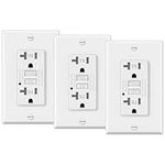 ELECTECK 3 Pack GFCI Outlets 20 Amp, Tamper Resistant (TR), Decor GFI Receptacles with LED Indicator, Ground Fault Circuit Interrupter, Decorative Wallplate Included, ETL Certified, White