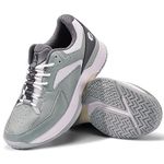 FitVille Womens Tennis Shoes Wide Fit Squash Badminton Shoe Non Slip Sports Trainers Sneakers for Tennis Volleyball, Green-Grey, 6 UK Wide